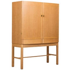 Mid-Century Cabinet in Oak and Brass