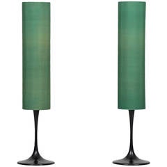 Mid Century Pair of Floor Lamps with Tulip Foot