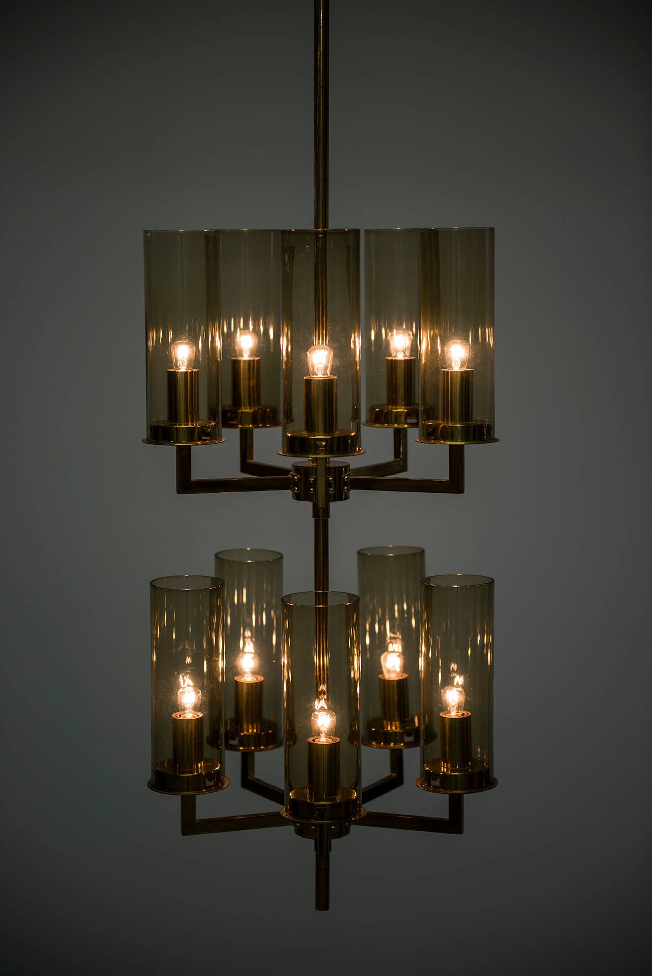 Mid-Century Modern Hans-Agne Jakobsson Ceiling Lamp in Brass and Glass