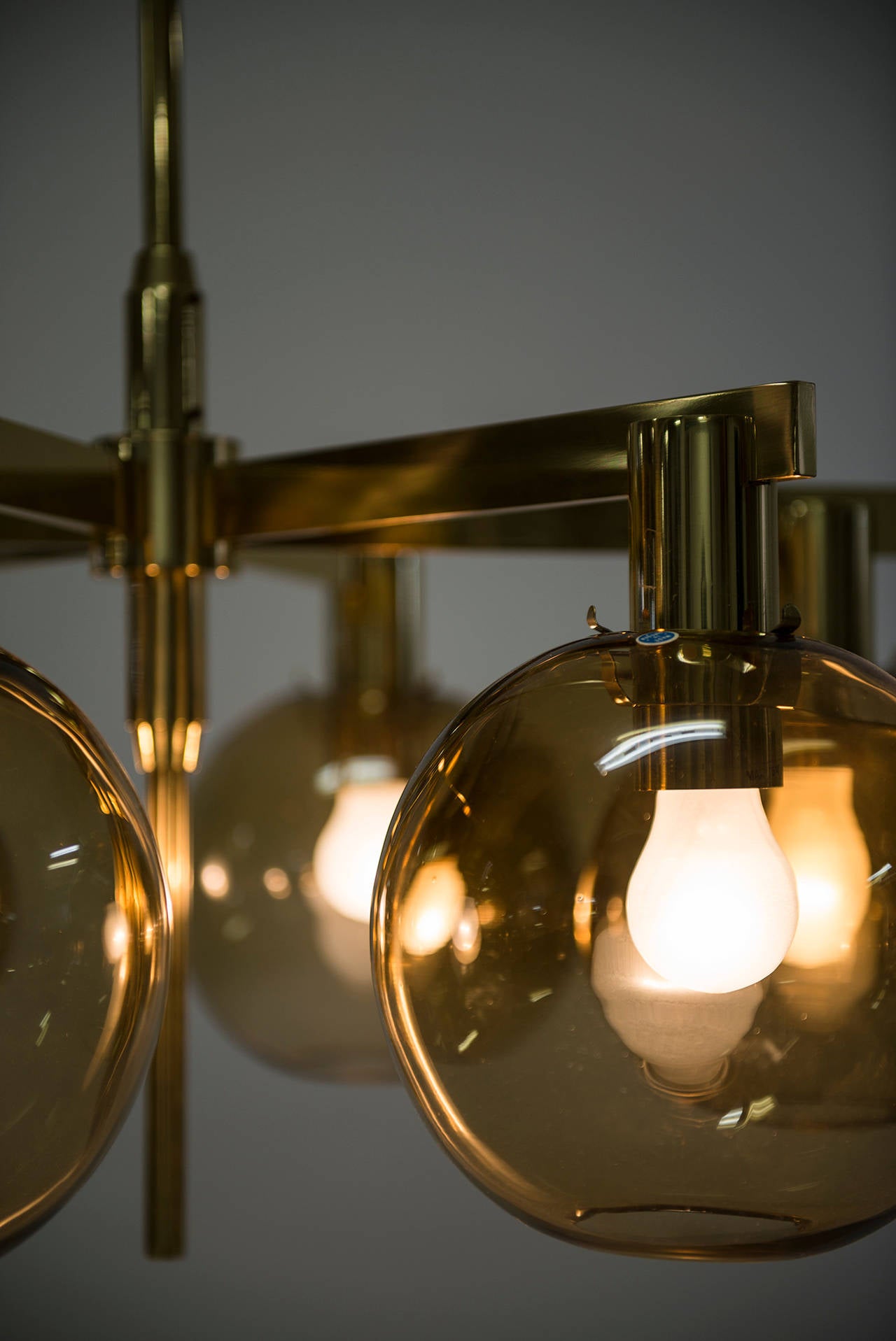 Mid-20th Century Hans-Agne Jakobsson Ceiling Lamps in Brass and Glass