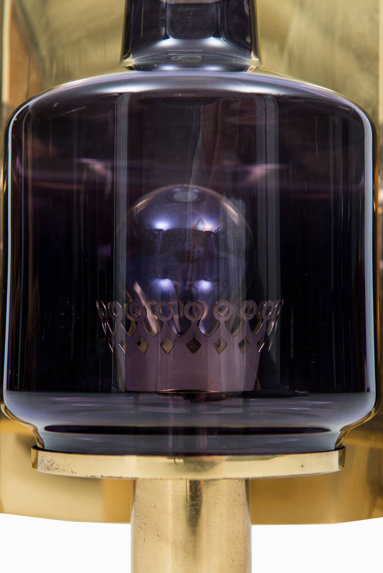 Hans-Agne Jakobsson Wall Lamp or Sconce in Brass and Purple Glass at 1stdibs