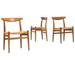 Hans Wegner Dining Chairs Model W2 by C.M Madsen in Denmark