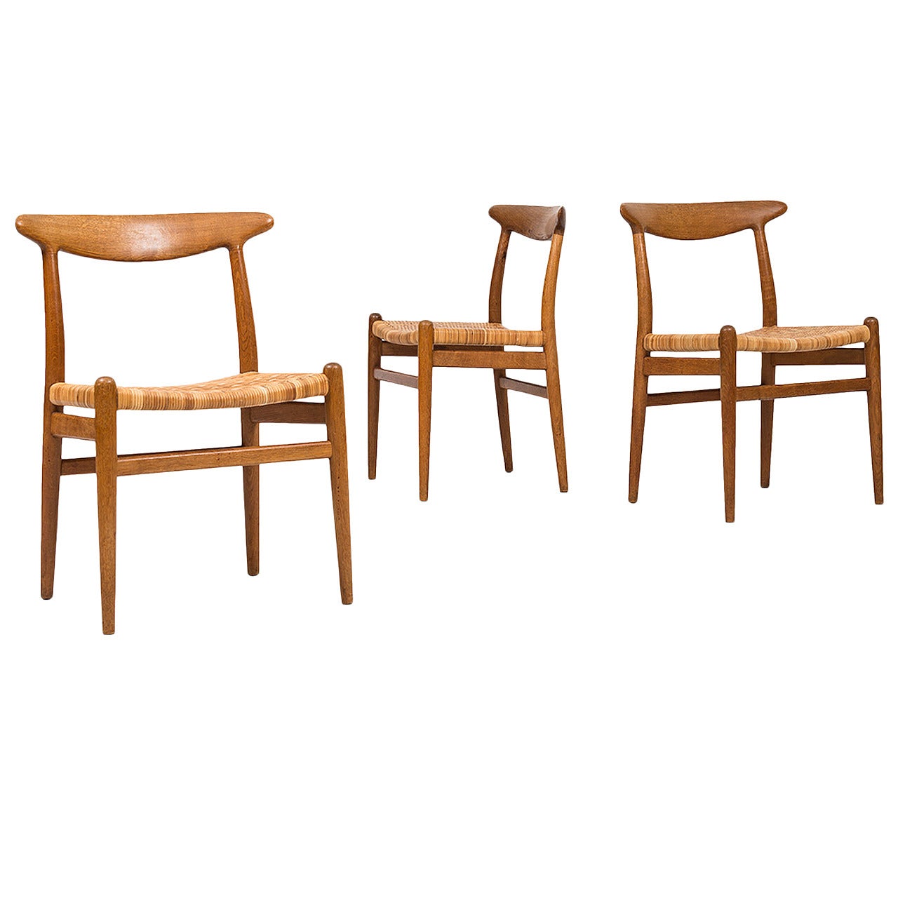 Hans Wegner Dining Chairs Model W2 by C.M Madsen in Denmark