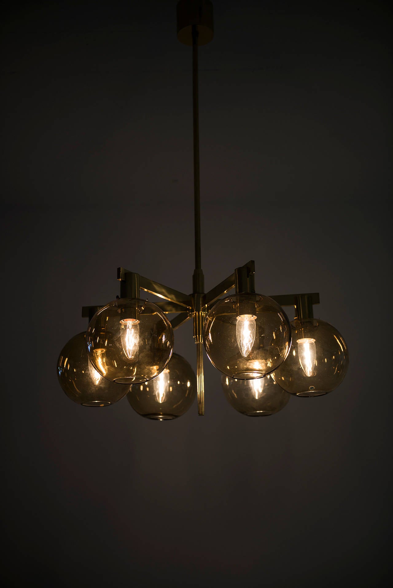 Hans-Agne Jakobsson Ceiling Lamp in Brass and Glass For Sale 2