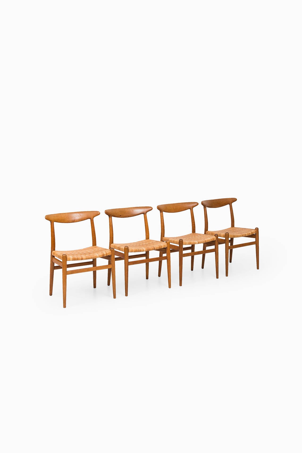 Mid-20th Century Hans Wegner Dining Chairs Model W2 by C.M Madsen in Denmark