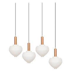 Mid Century Ceiling Lamps in Copper and White Opal Glass