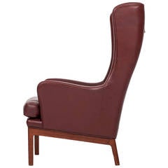 Arne Norell Wingback Easy Chairs in Dark Red Leather by Norell AB in Sweden