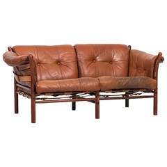 Arne Norell Llona Sofa in Brown Leather by Norell AB in Sweden 2