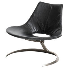 Preben Fabricius & Jørgen Kastholm Scimitar Chair in Black Leather