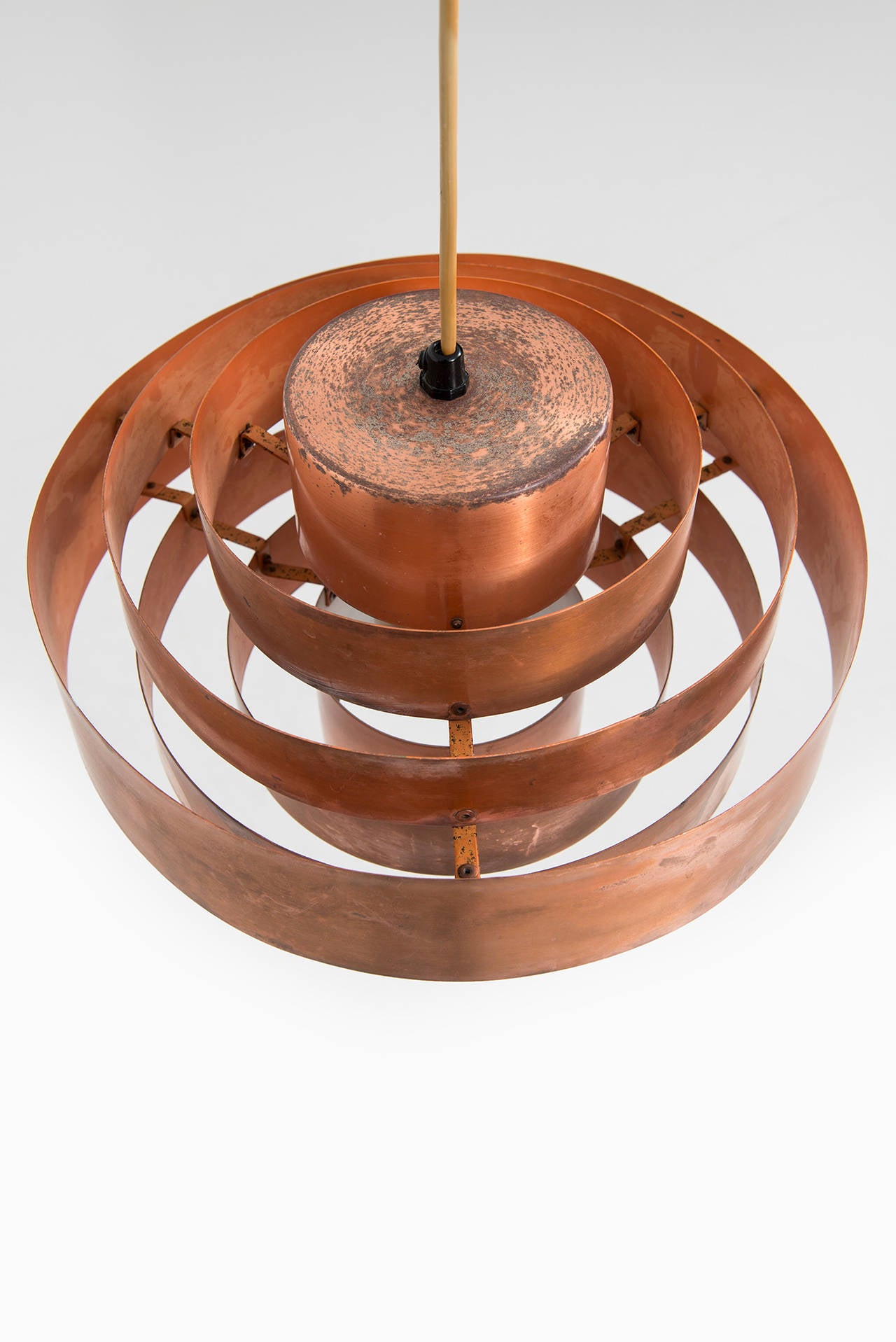 Ceiling lamp model Ultra in copper designed by Jo Hammerborg. Produced by Fog & Mørup in Denmark.