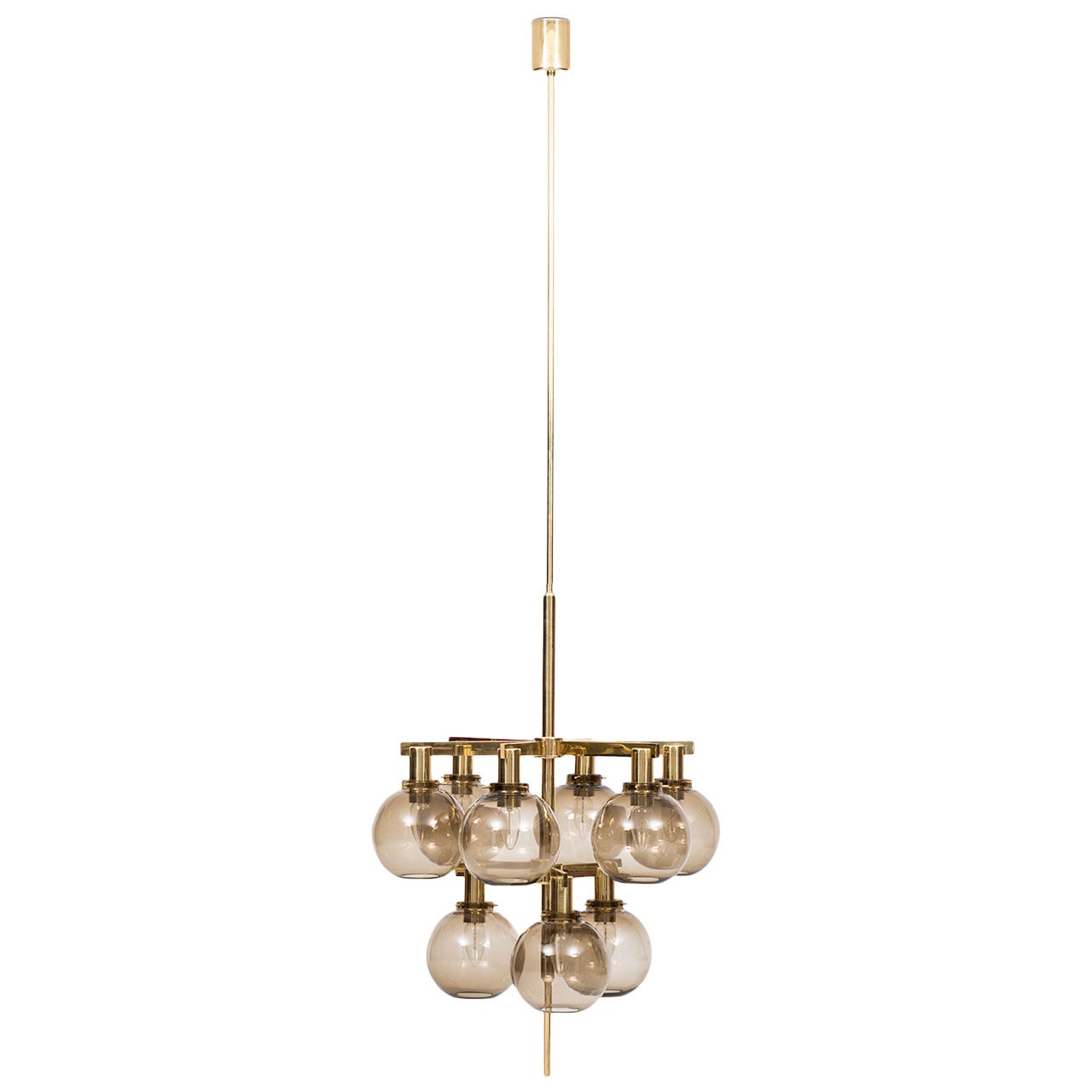 Hans-Agne Jakobsson ceiling lamp in brass and smoked glass