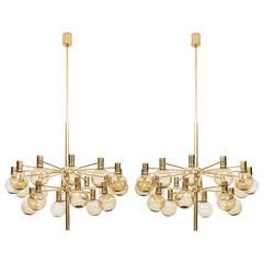Hans-Agne Jakobsson Ceiling Lamps in Brass and Glass