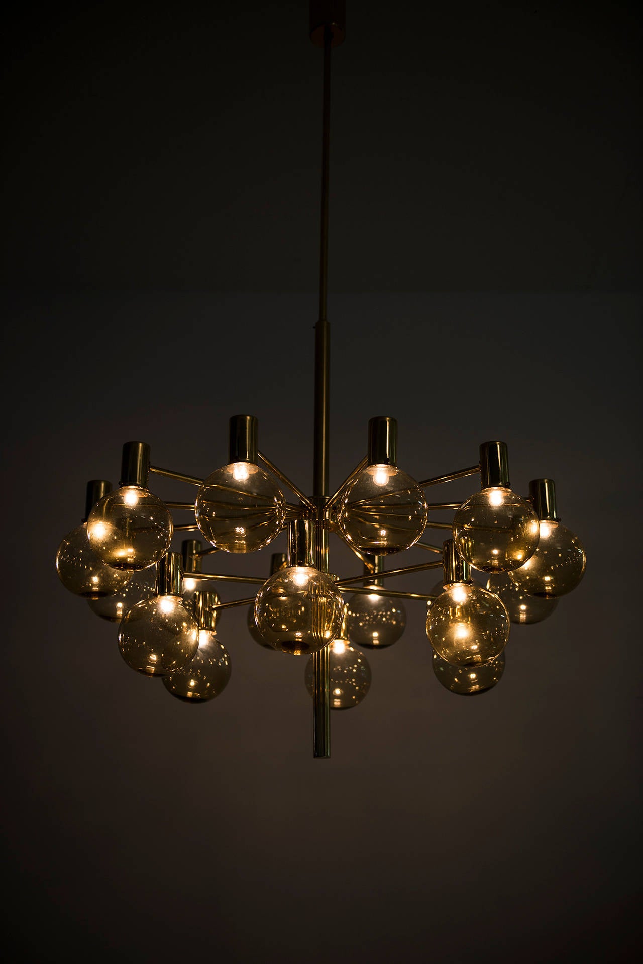 Mid-Century Modern Hans-Agne Jakobsson Ceiling Lamps in Brass and Glass