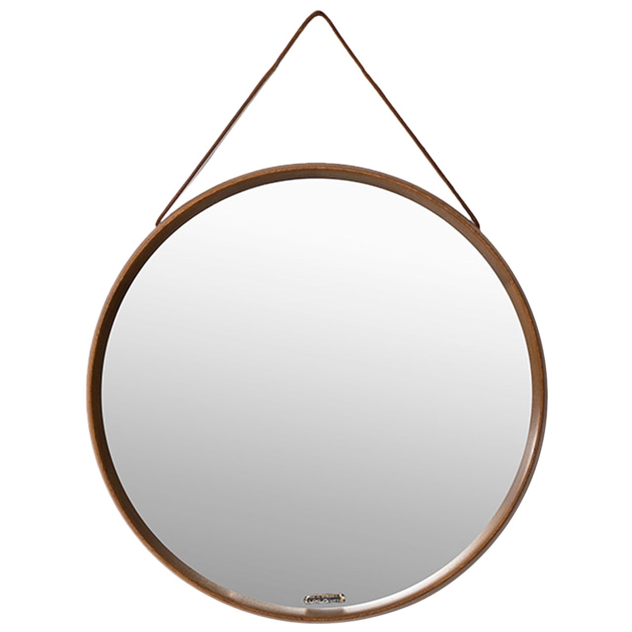 Uno & Östen Kristiansson Round mirror in Oak by Luxus in Vittsjö, Sweden