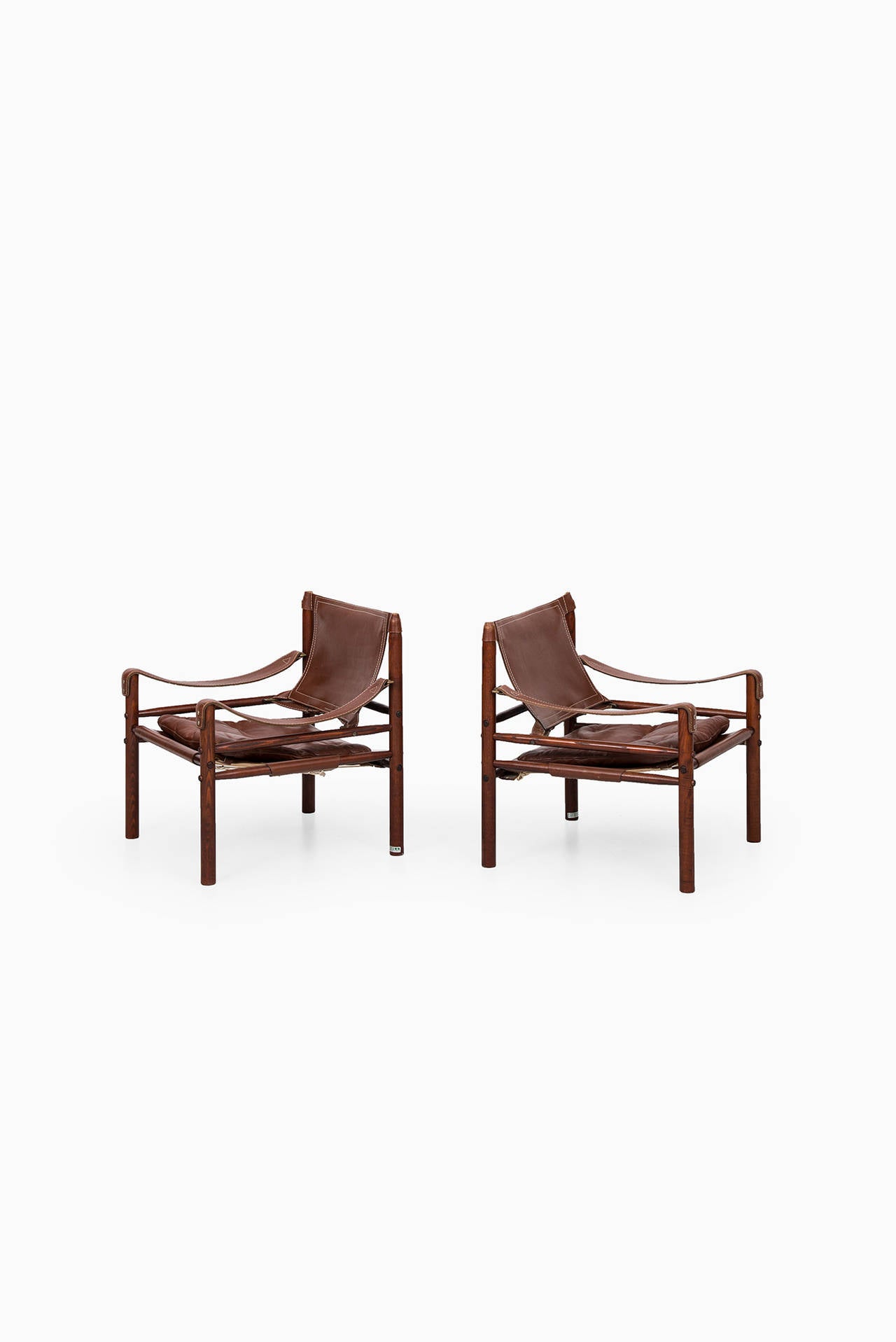 Mid-Century Modern Arne Norell Sirocco Easy Chairs in Brown Leather