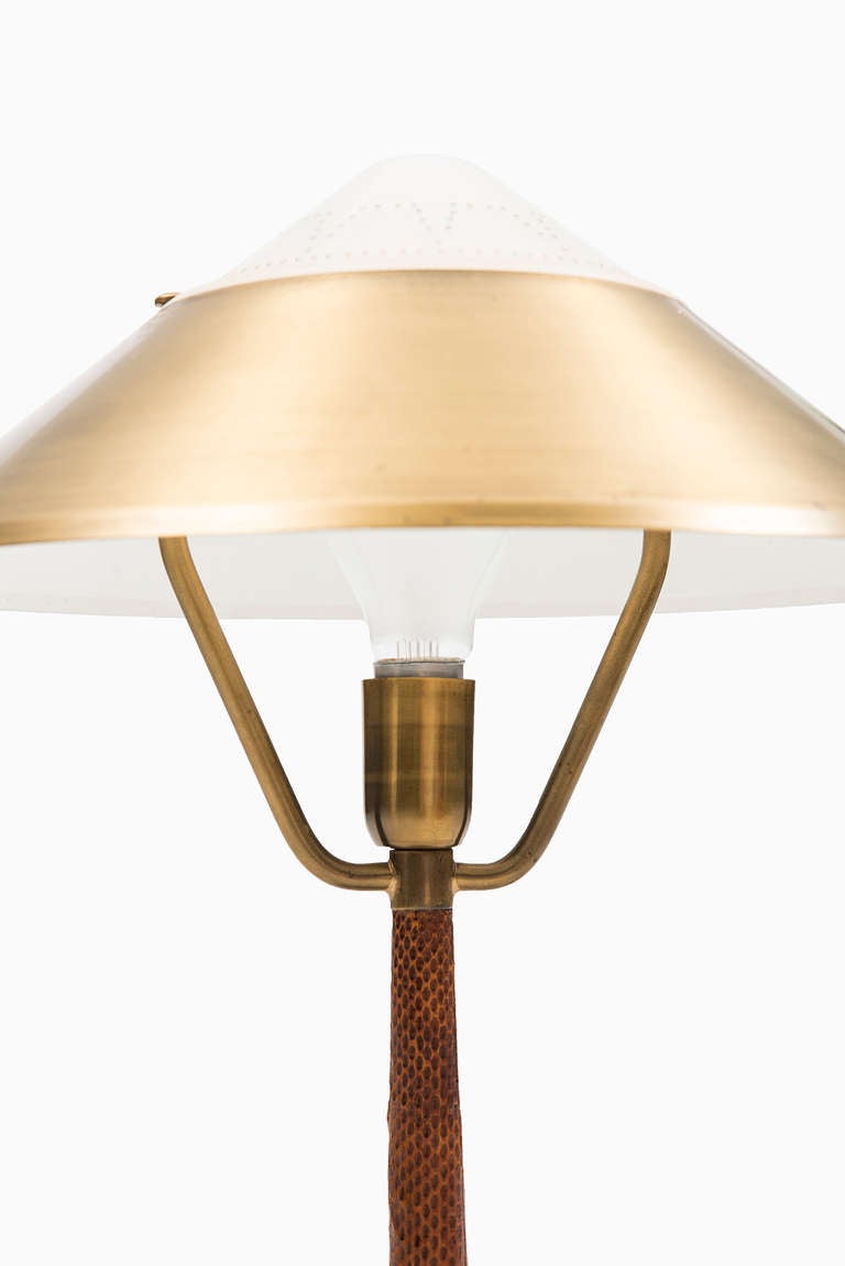 Midcentury Desk Lamp in Brass with Snakeskin Imitation 2