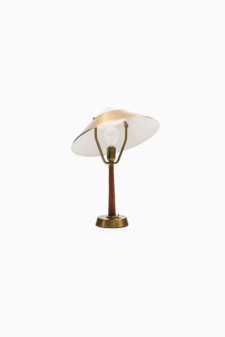 Midcentury Desk Lamp in Brass with Snakeskin Imitation 1