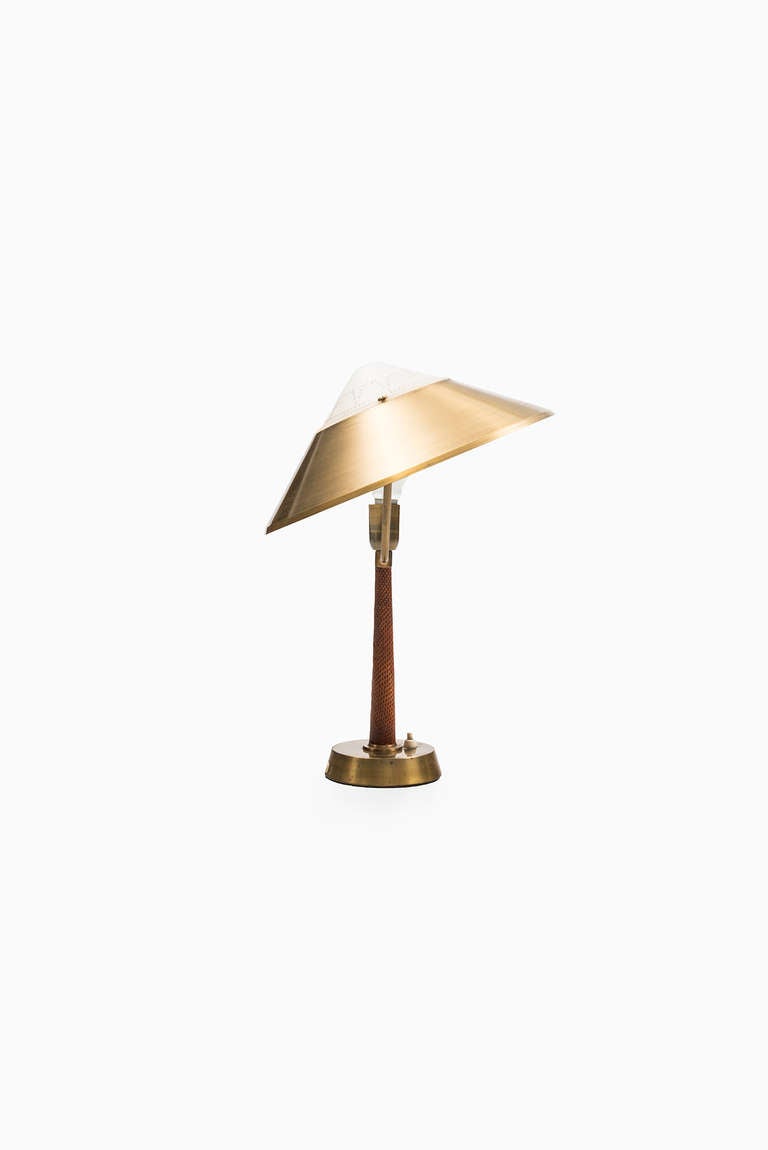 Mid-Century Modern Midcentury Desk Lamp in Brass with Snakeskin Imitation
