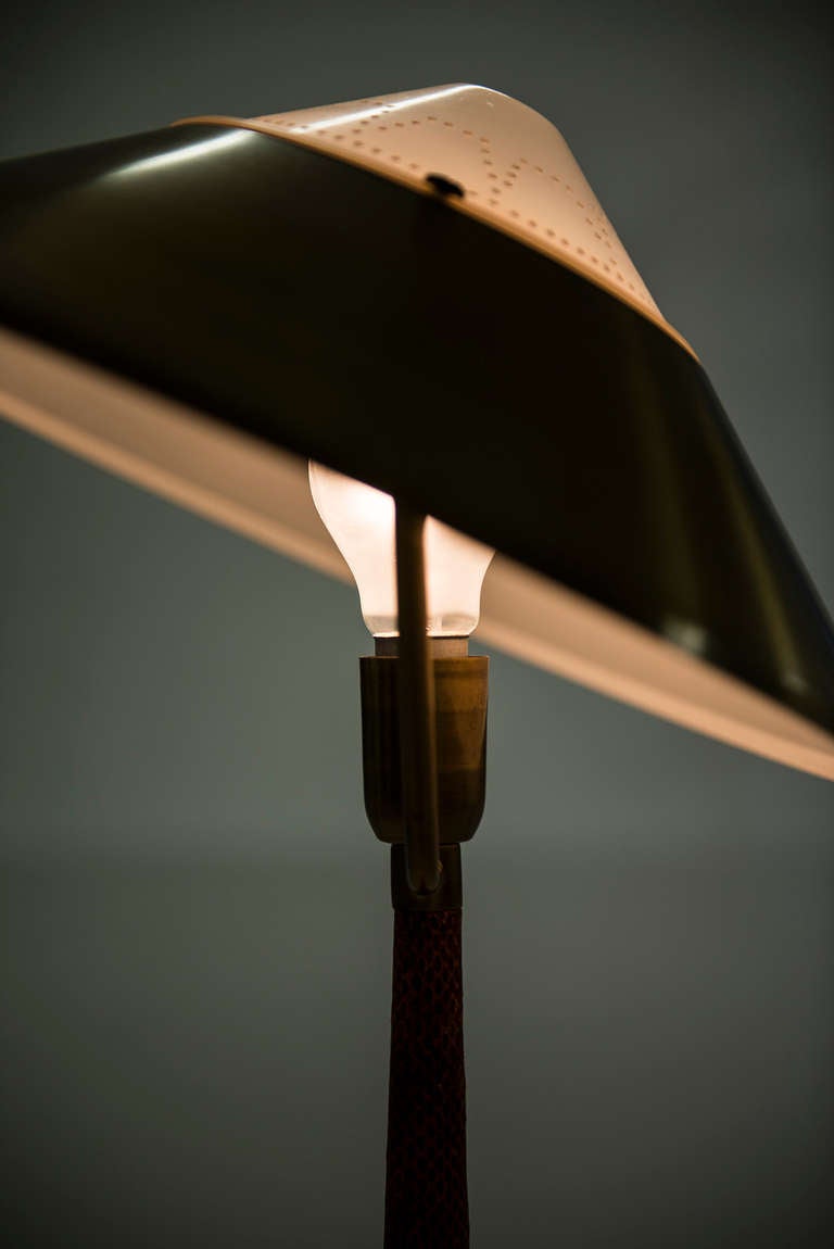 Mid-20th Century Midcentury Desk Lamp in Brass with Snakeskin Imitation