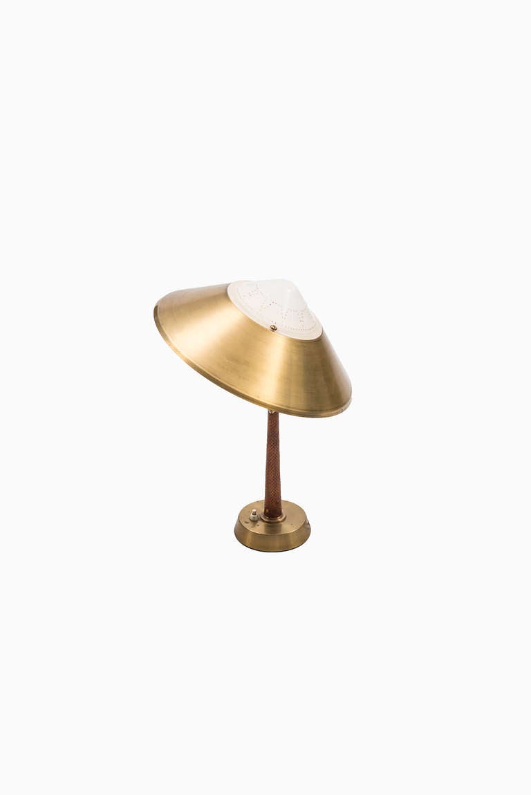 Midcentury Desk Lamp in Brass with Snakeskin Imitation 3