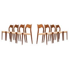 Niels O. Møller Dining Chairs, Model 71 by J.L Møllers møbelfabrik in Denmark