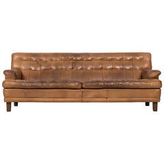 Vintage Arne Norell Merkur Sofa in Cognac Brown Leather by Norell AB in Sweden