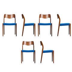 Niels O. Møller Dining Chairs, Model 71, by J.L Møllers Møbelfabrik, Denmark
