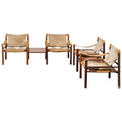 Vintage Arne Norell easy chairs model Sirocco with side tables in rosewood