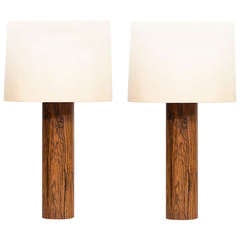 Rosewood Table Lamps in the Manner of Uno & Östen Kristiansson 10