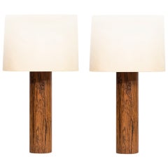 Rosewood Table Lamps in the Manner of Uno & Östen Kristiansson