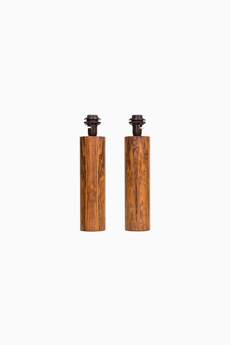 Swedish Rosewood Table Lamps in the Manner of Uno & Östen Kristiansson