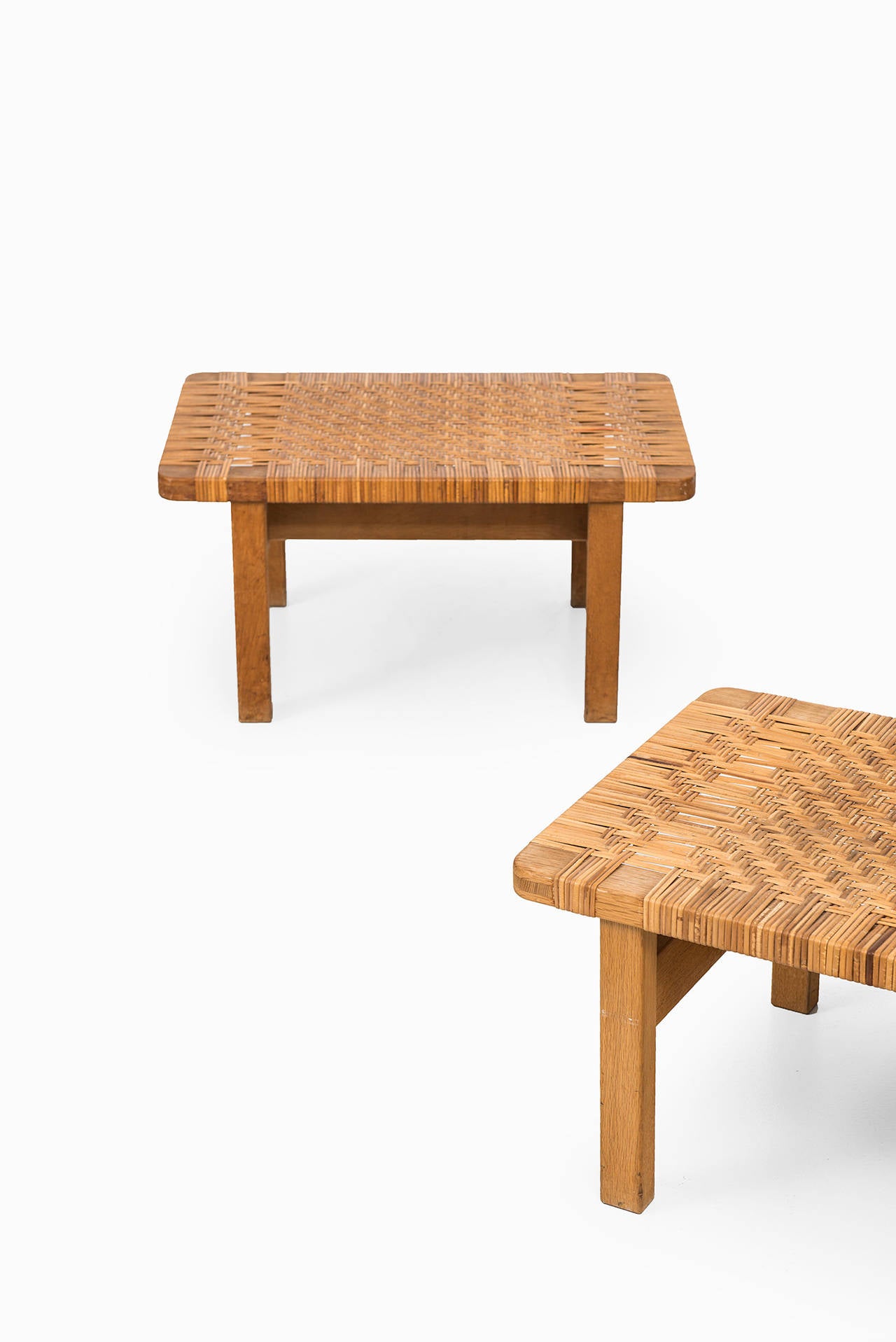 Børge Mogensen Side Tables in Woven Cane by Fredericia in Denmark 1