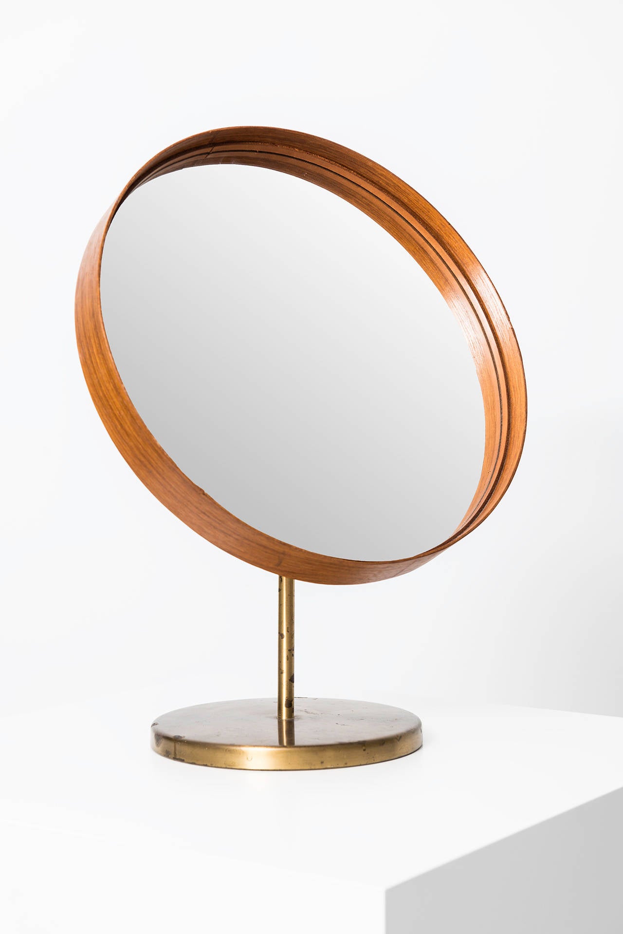 Swedish Table Mirror in Teak and Brass by Glasmäster in Markaryd, Sweden