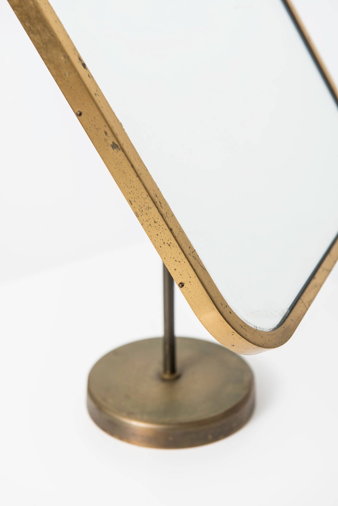 Josef Frank Table Mirror in Brass by Nordiska Kompaniet in Sweden In Excellent Condition In Malmo, SE