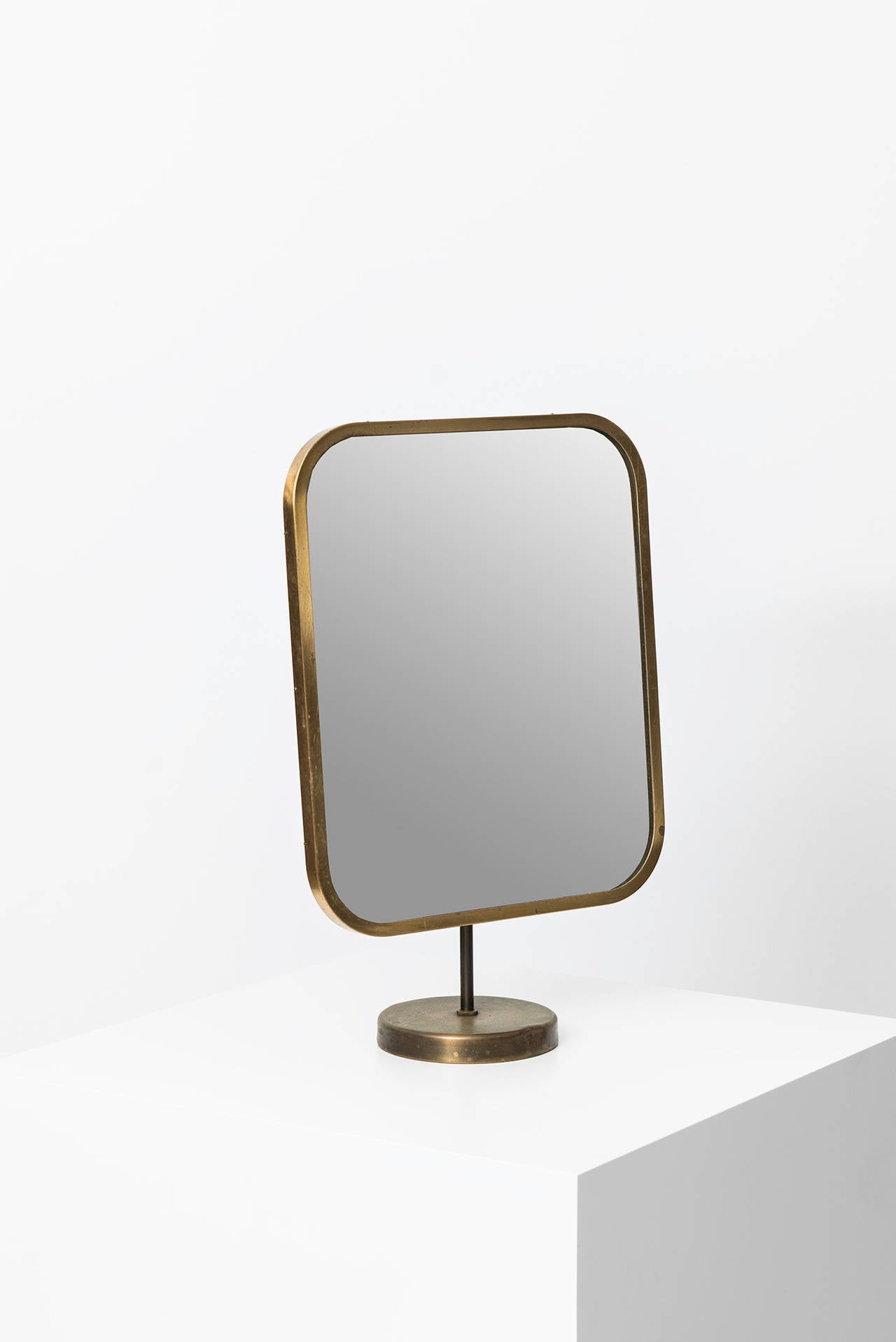 Swedish Josef Frank Table Mirror in Brass by Nordiska Kompaniet in Sweden