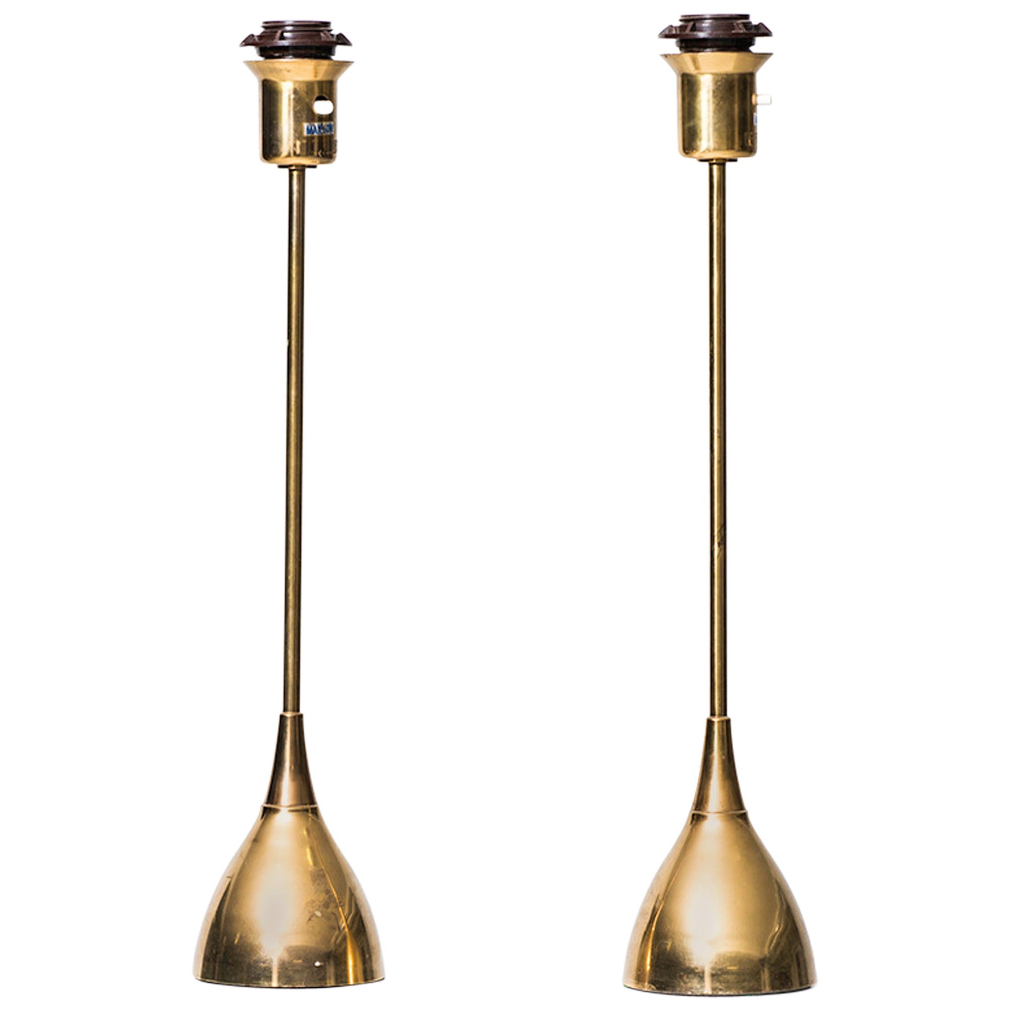 Mid Century Table Lamps in Brass by Glasmäster in Markaryd, Sweden