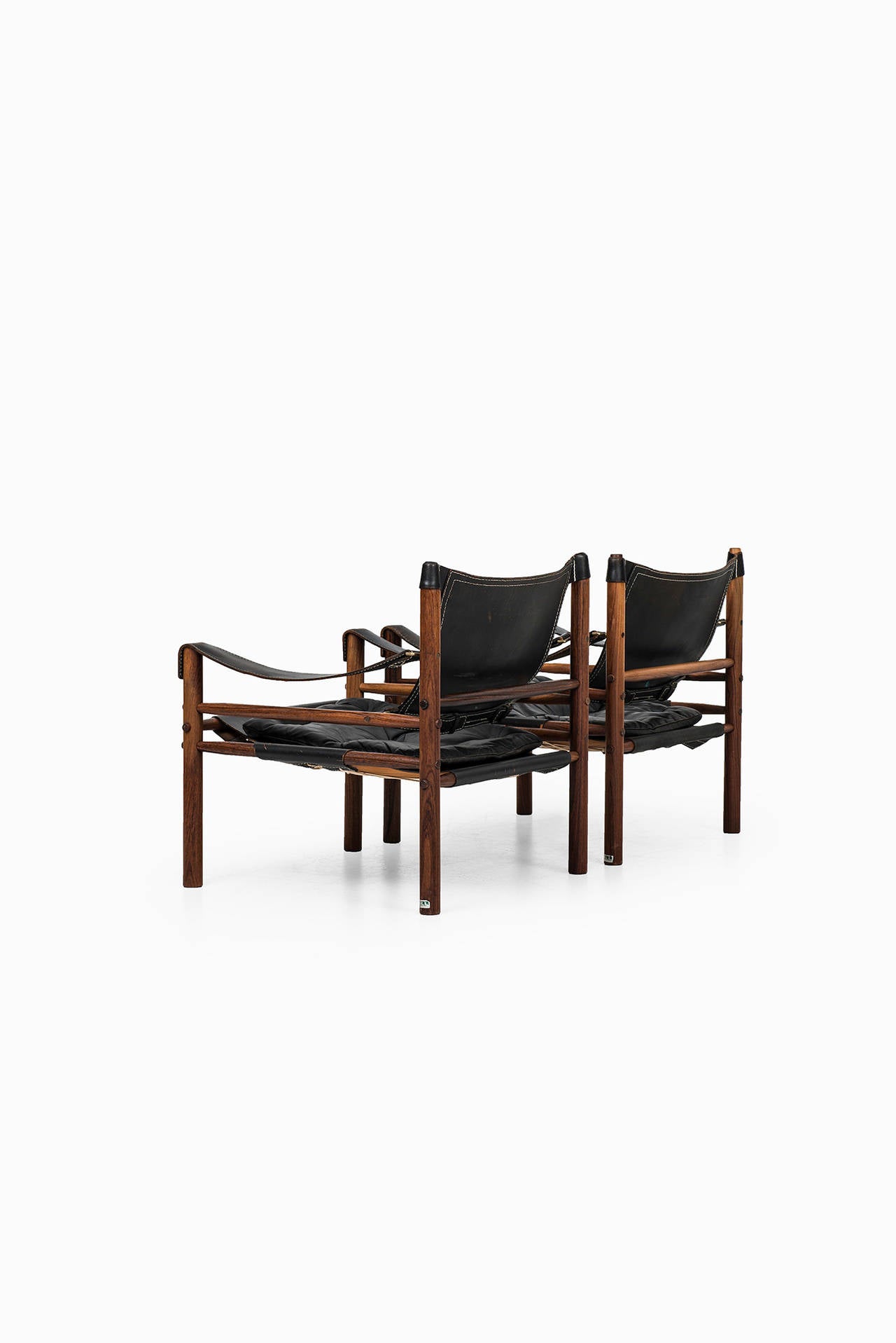 Mid-20th Century Arne Norell Sirocco Easy Chairs in Rosewood and Black Leather
