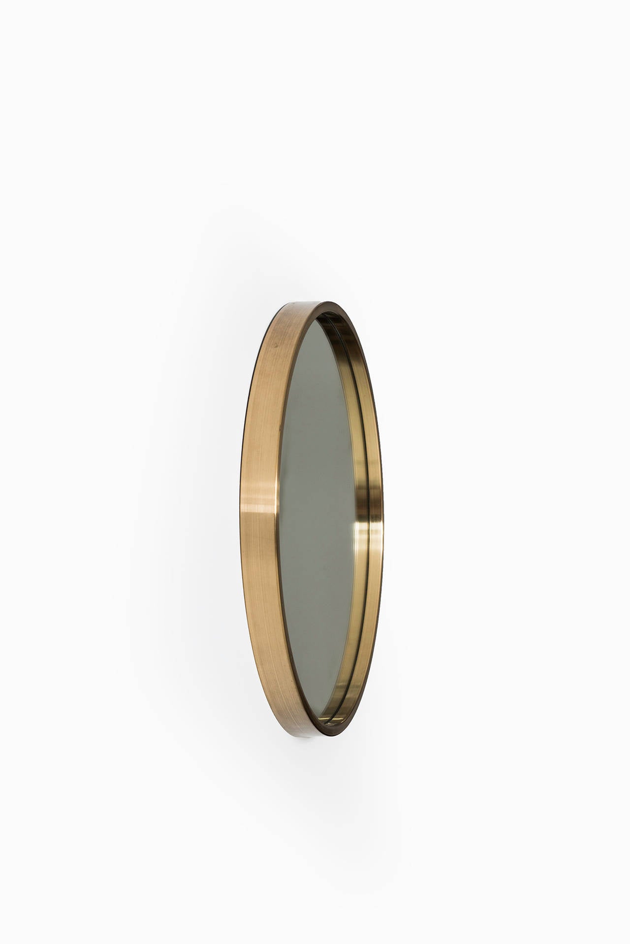 Mid-Century Modern Set of Three Round Mirrors in Brass by Glasmäster in Sweden