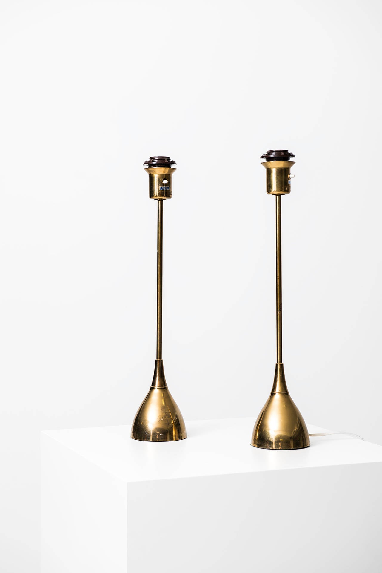 Swedish Mid Century Table Lamps in Brass by Glasmäster in Markaryd, Sweden
