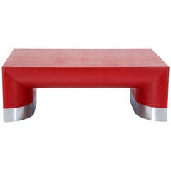 Grass Cloth Mid-Century Modern Coffee Table