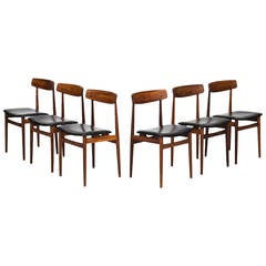 Midcentury Dining Chairs in Rosewood and Black Leather 7