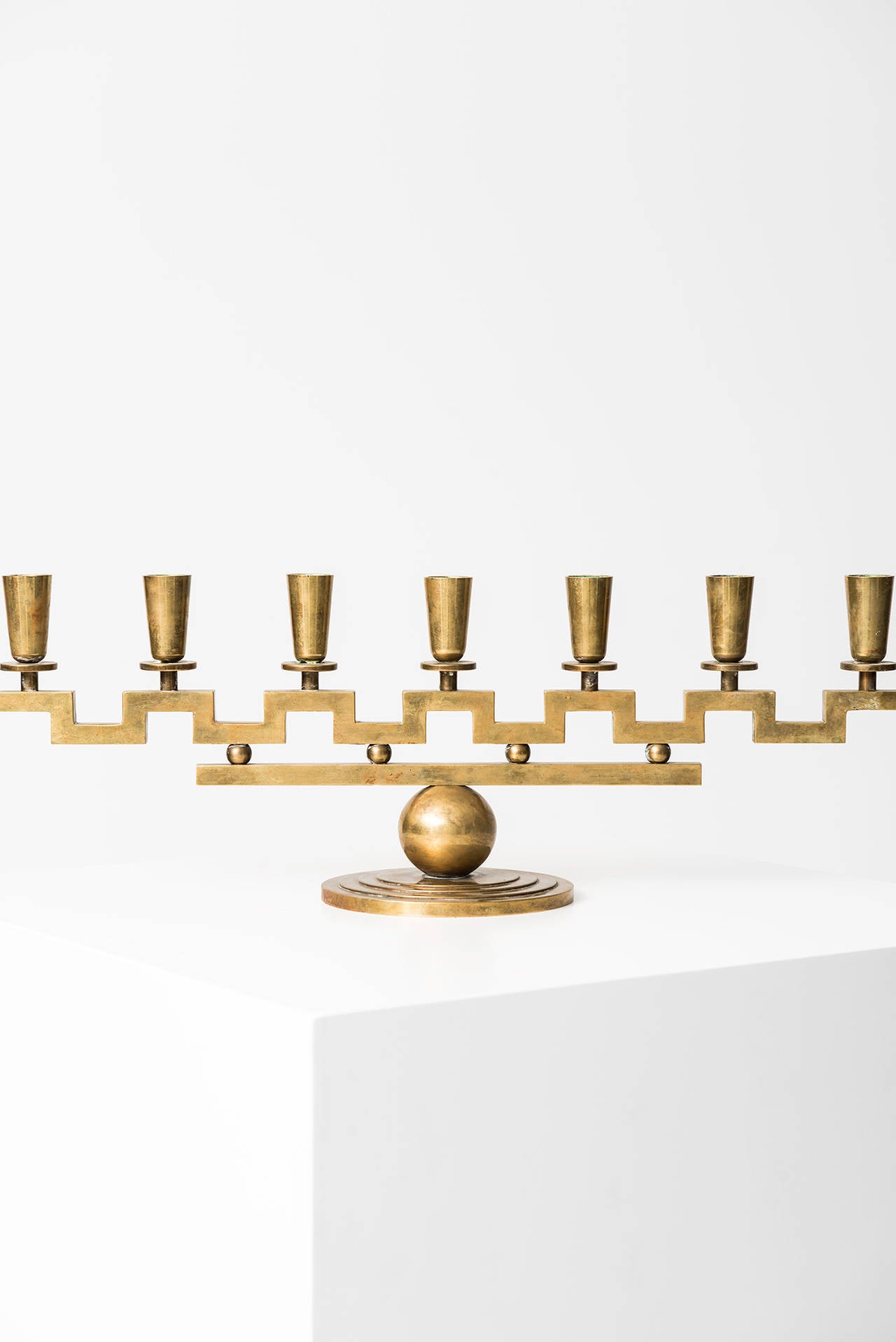 Mid-Century Modern Lars Holmström Candlestick in Brass Produced in Arvika