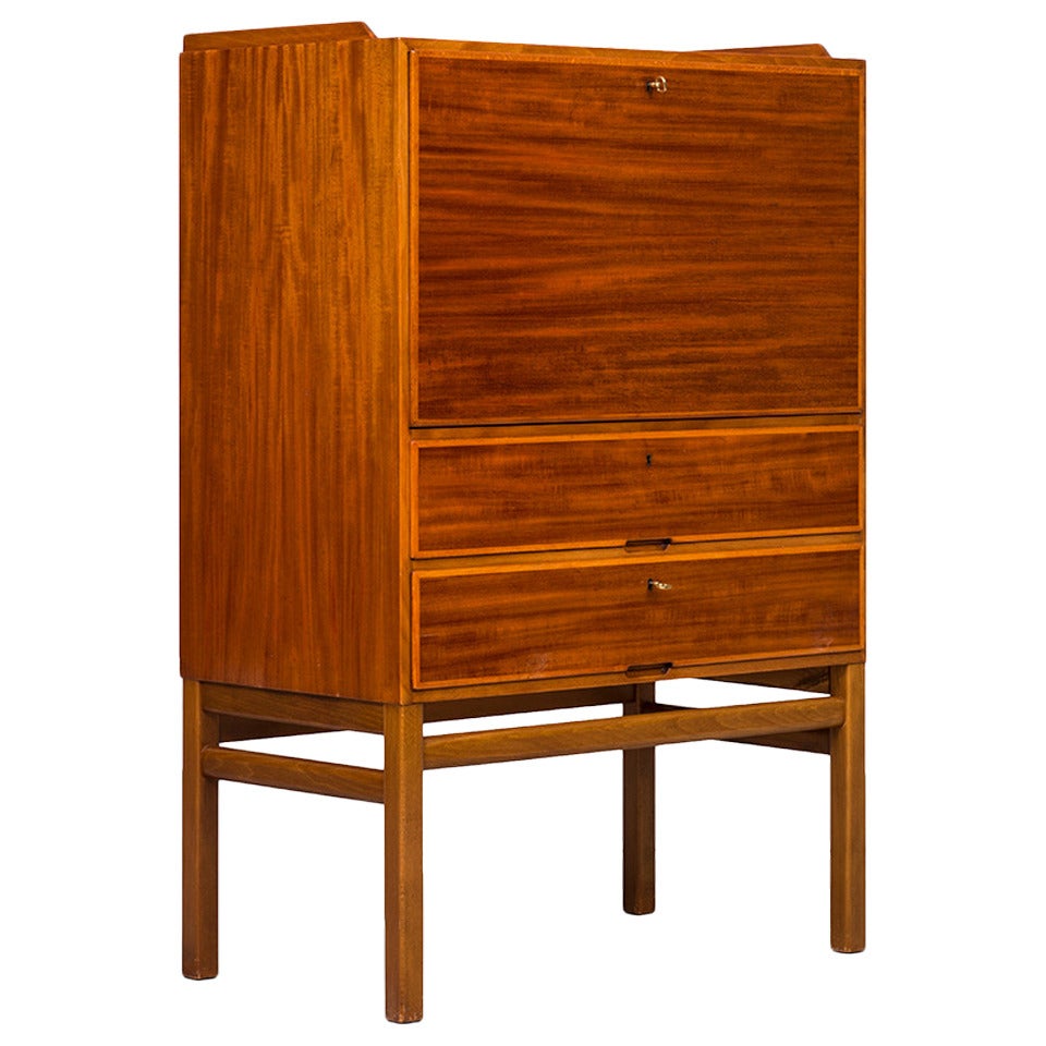 Axel Larsson cabinet / secretaire in mahogany by Bodafors in Sweden