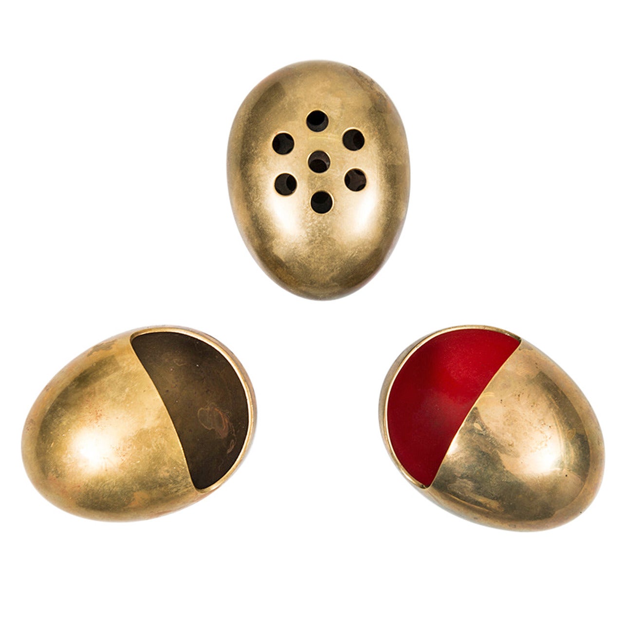 Set of Two Ashtrays and Cigarette Holder in Brass by Cohr in Denmark