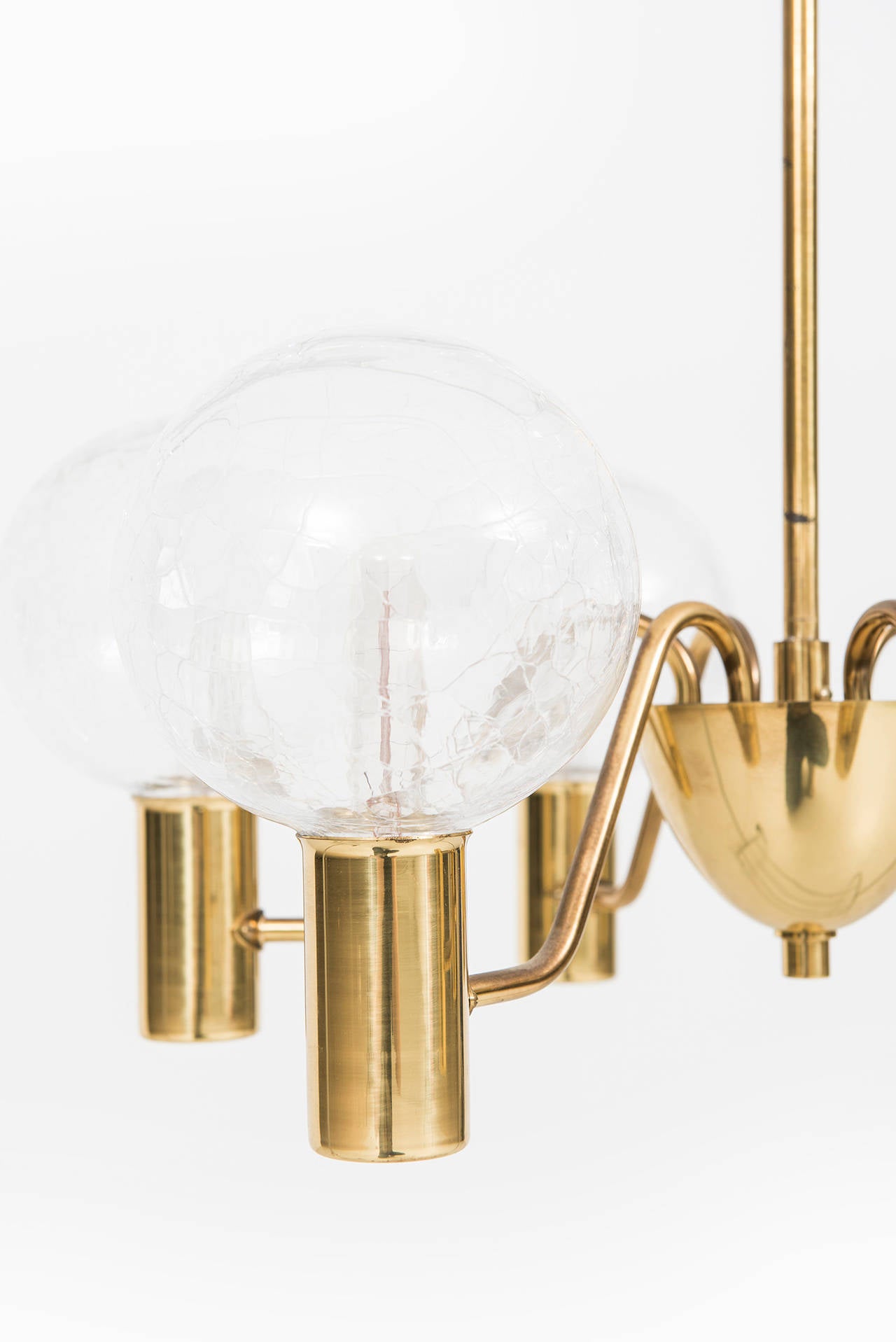 Swedish Hans-Agne Jakobsson Ceiling Lamp in Brass and Glass