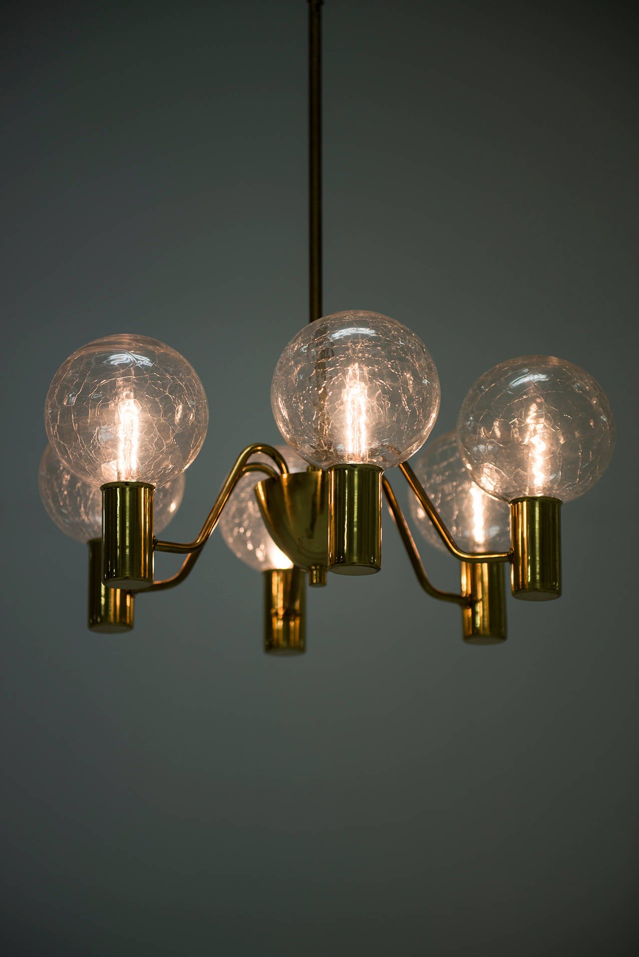 Mid-20th Century Hans-Agne Jakobsson Ceiling Lamp in Brass and Glass