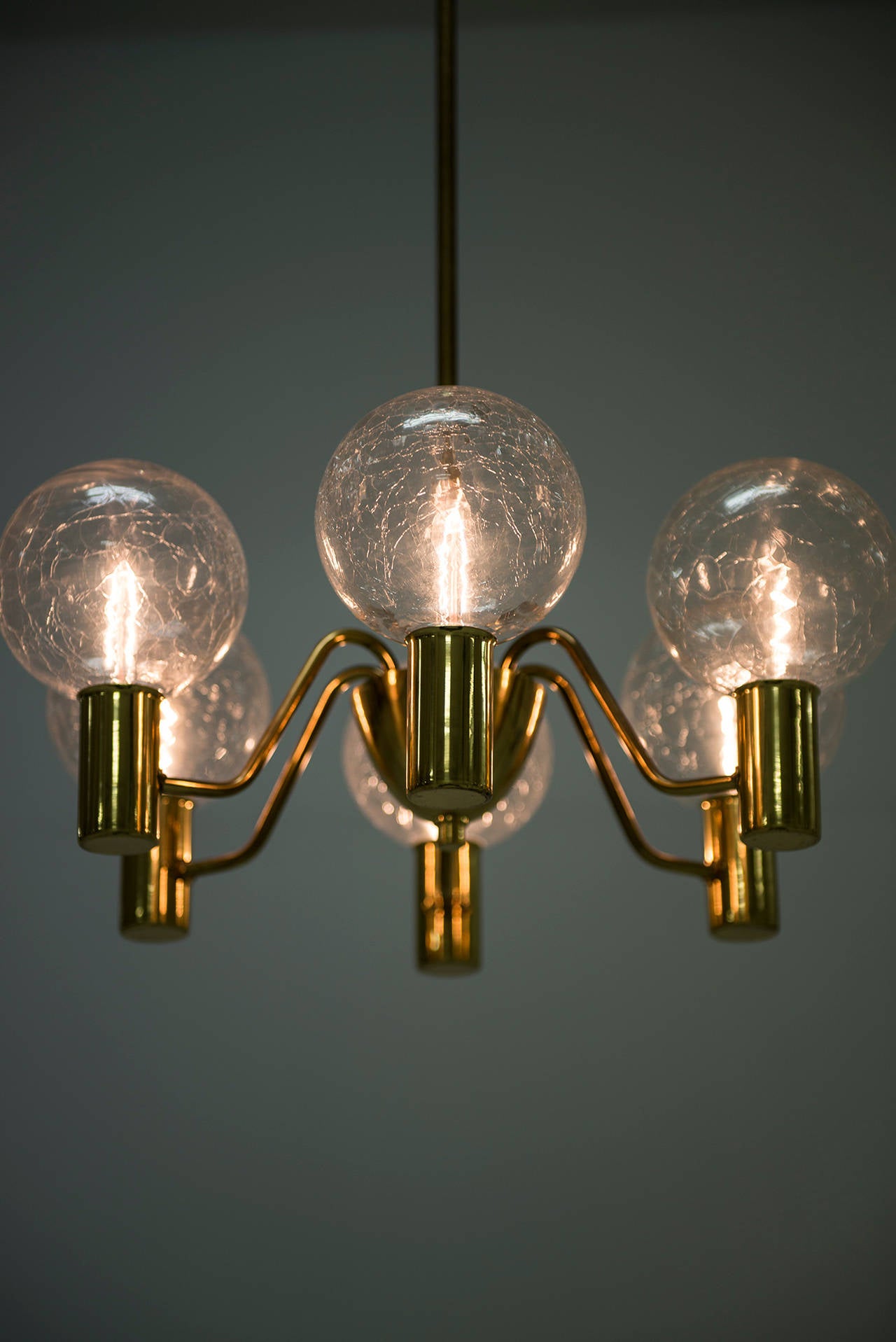 Hans-Agne Jakobsson Ceiling Lamp in Brass and Glass 2