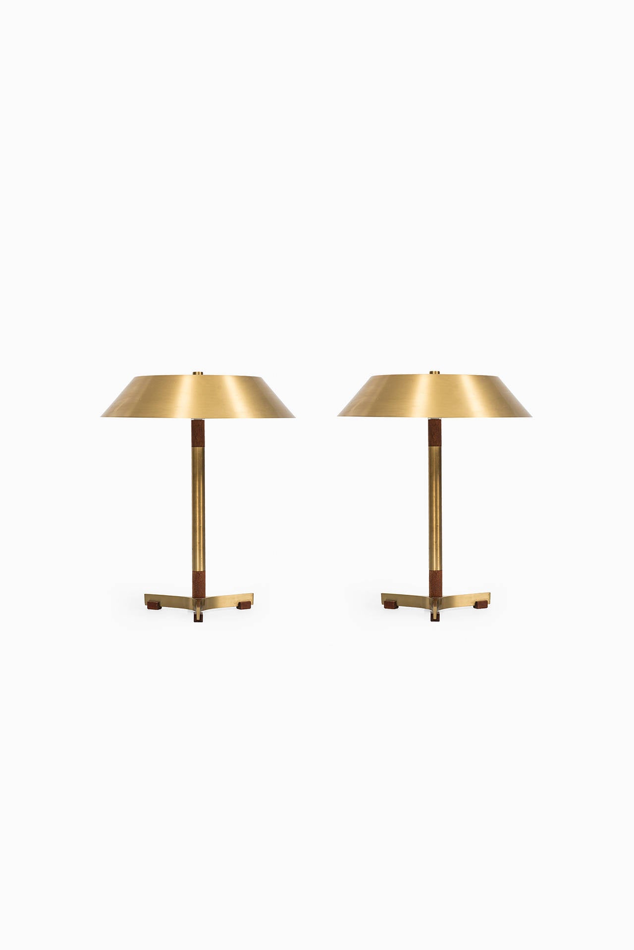 Rare pair of Jo Hammerborg table lamps model President by Fog & Mørup in Denmark.