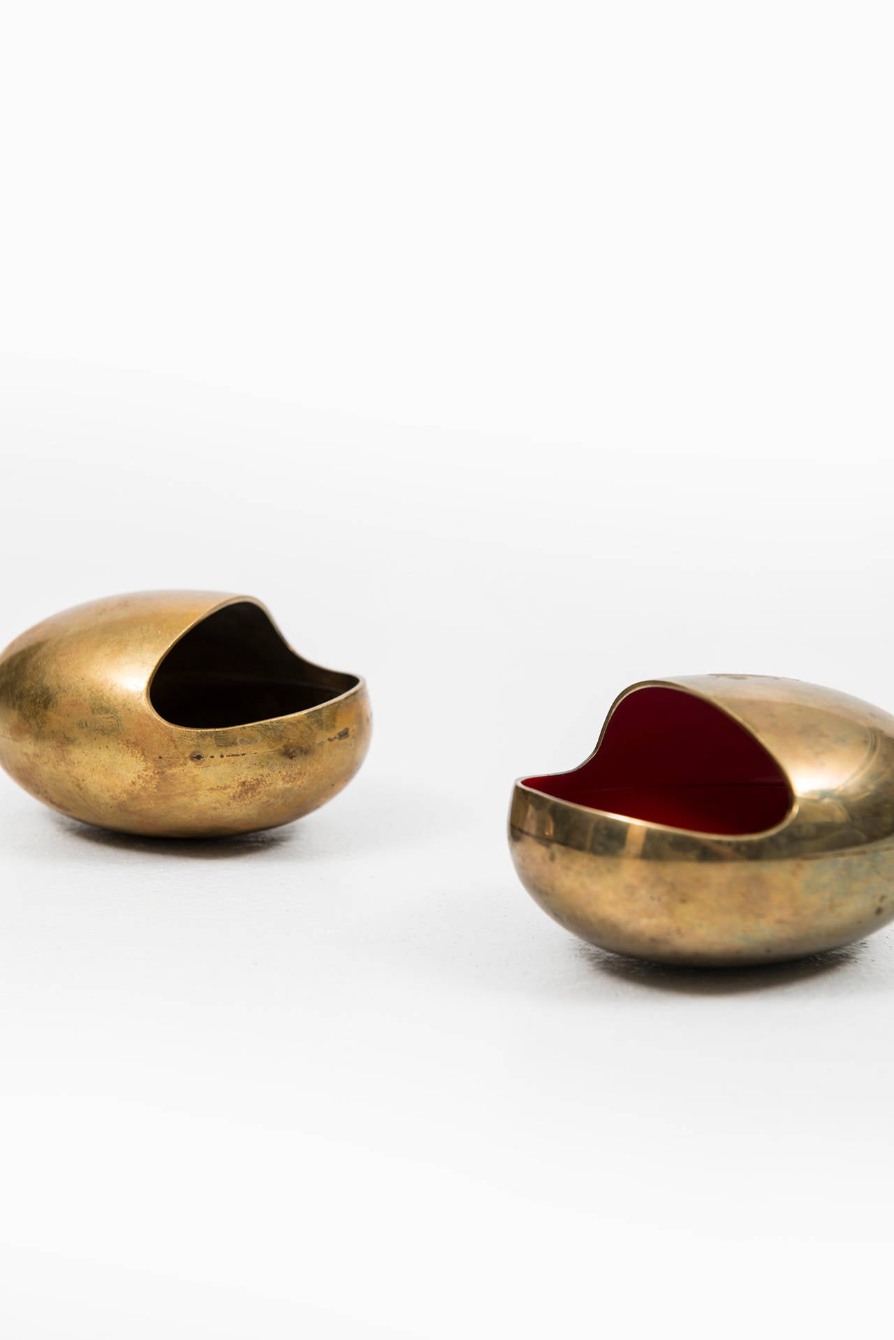 Mid-20th Century Set of Two Ashtrays and Cigarette Holder in Brass by Cohr in Denmark