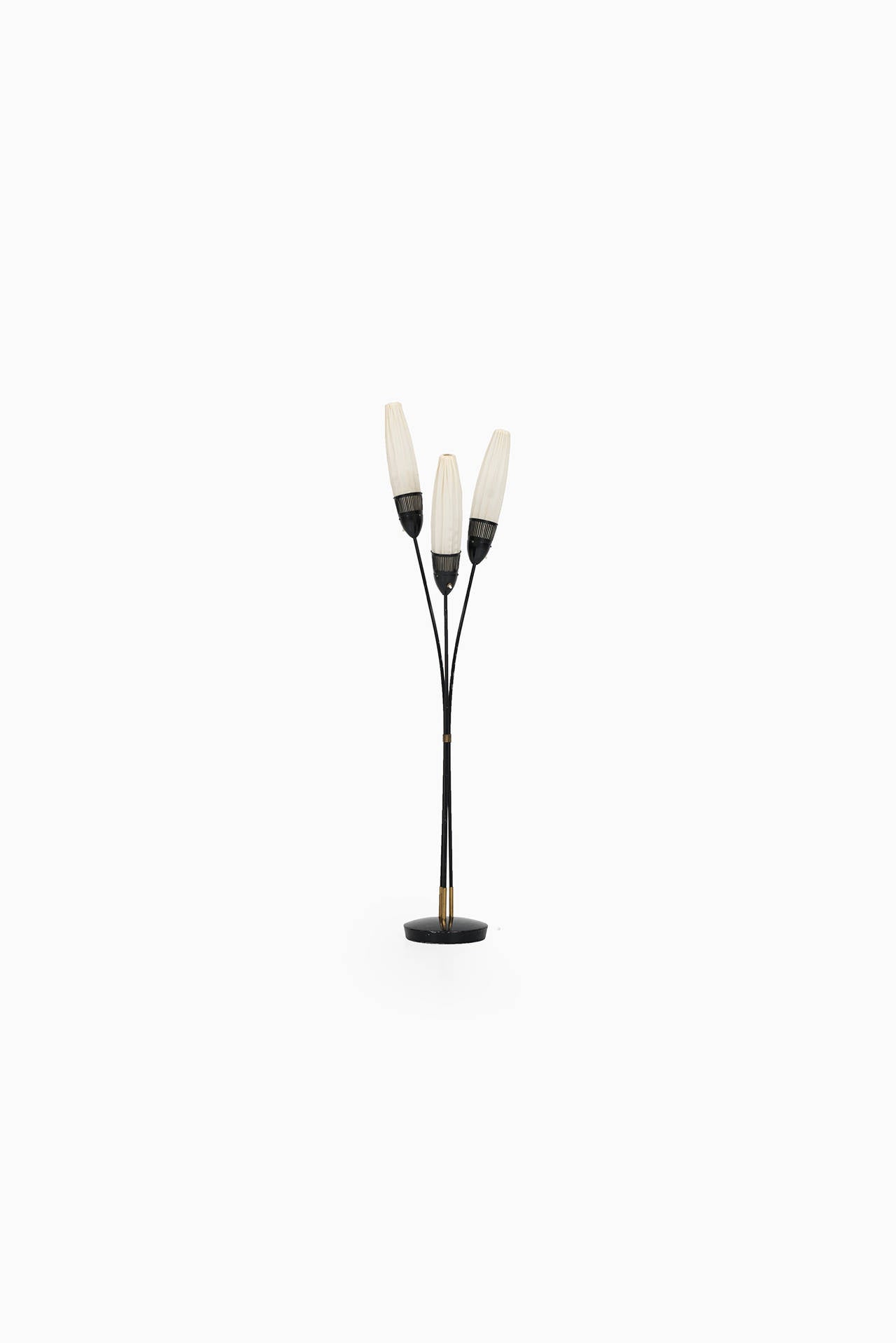 Mid century floor lamp in black lacquered metal probably produced in Sweden.